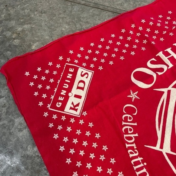 Vintage 90s OshKosh B’gosh 100 Years Handkerchief Bandana Scarf Cotton USA Red - Picture 3 of 12